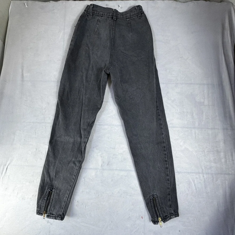 Vintage 80s Filippo Totti Womens Mom Jeans Charcoal Gray Denim Ankle Zip‎ 3/4
